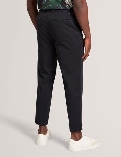 Ted Baker Armodo Black Tapered Fit Belted Cotton Trousers