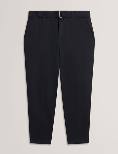 Ted Baker Armodo Black Tapered Fit Belted Cotton Trousers