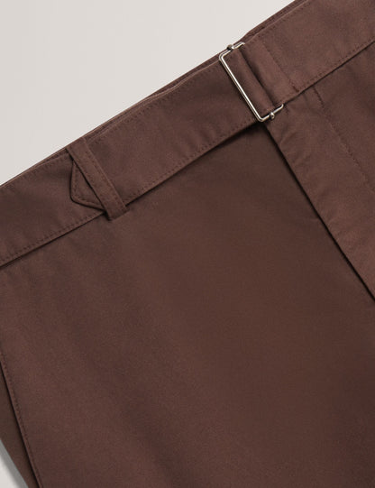 Ted Baker Armodo Brown Tapered Fit Belted Cotton Trousers