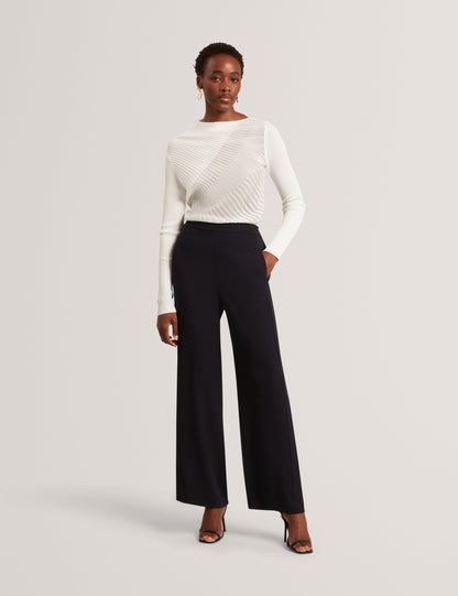Ted Baker Melanaa Navy High Waist Pullon Wide Leg Trousers Women's
