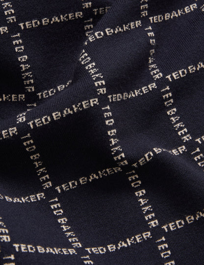 Ted Baker Hysand Branded Check Crew Neck Knitted Jumper