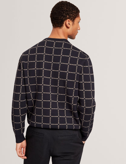 Ted Baker Hysand Branded Check Crew Neck Knitted Jumper