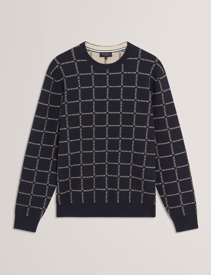 Ted Baker Hysand Branded Check Crew Neck Knitted Jumper