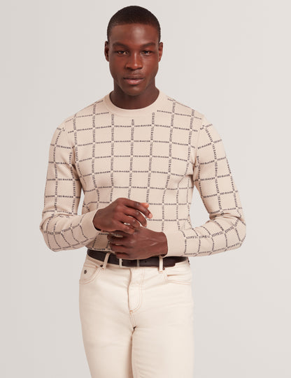 Ted Baker Hysand Branded Check Crew Neck Knitted Jumper