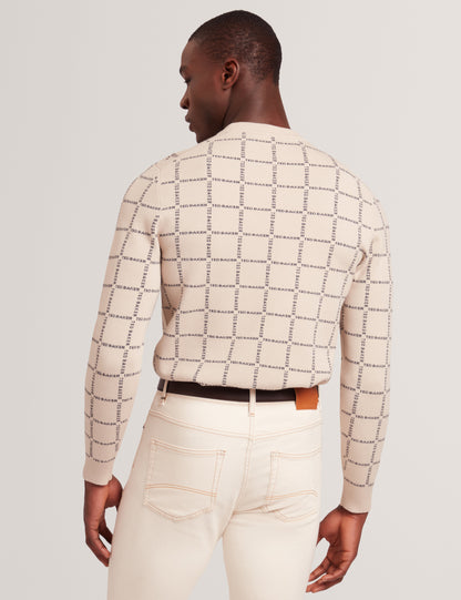 Ted Baker Hysand Branded Check Crew Neck Knitted Jumper