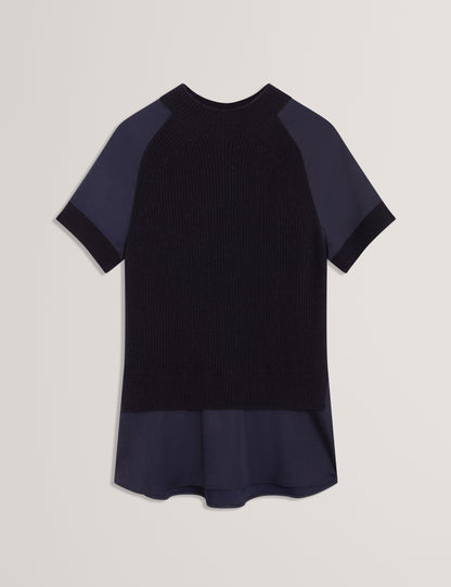 Ted Baker Onzaa Chunky Knit Short Sleeve Top With Shirt Hem Women's