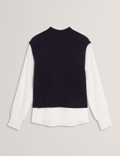 Ted Baker Caycey Long Sleeve Shirt With Knitted Vest Layer Women's