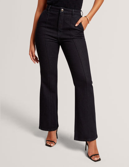 Ted Baker Verras Dark Wash Pintuck Kick Flare Jeans Women's
