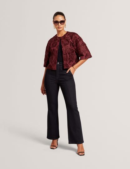 Ted Baker Verras Dark Wash Pintuck Kick Flare Jeans Women's
