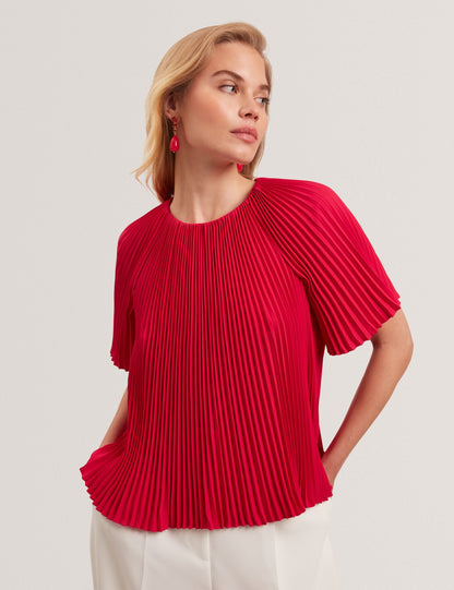 Ted Baker Agara Pleated Flowy Short Sleeve Blouse Women's