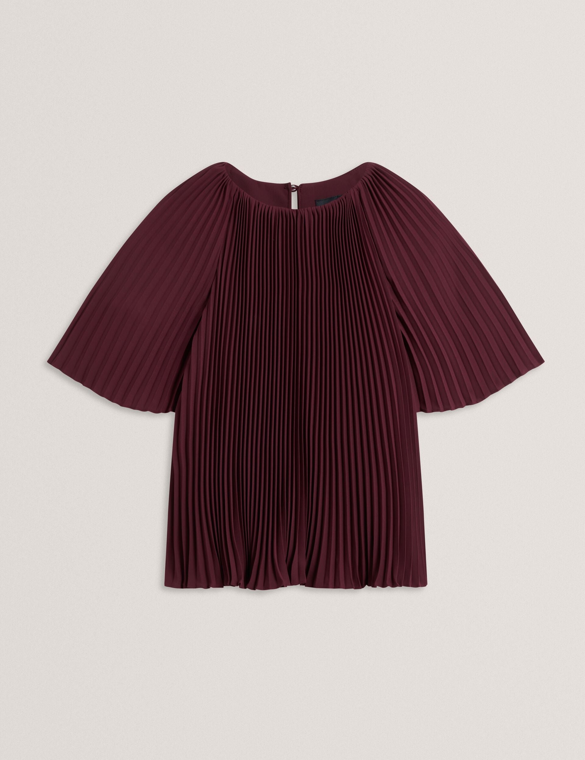 Ted Baker Agara Pleated Flowy Short Sleeve Blouse In Oxblood Women's