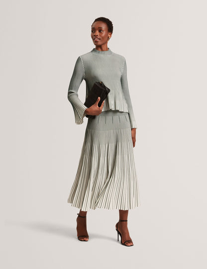 Ted Baker Jenavia Ombre Rib Knit Flippy Aline Midi Skirt Women's
