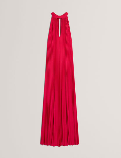 Ted Baker Akala Halter Neck Pleated Flowy Maxi Dress Women's