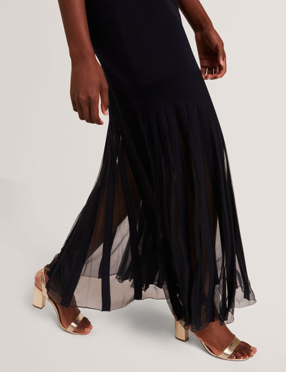 Ted Baker Suannaa Bardot Bodycon Knit Dress With Sheer Pleated Hem Women's