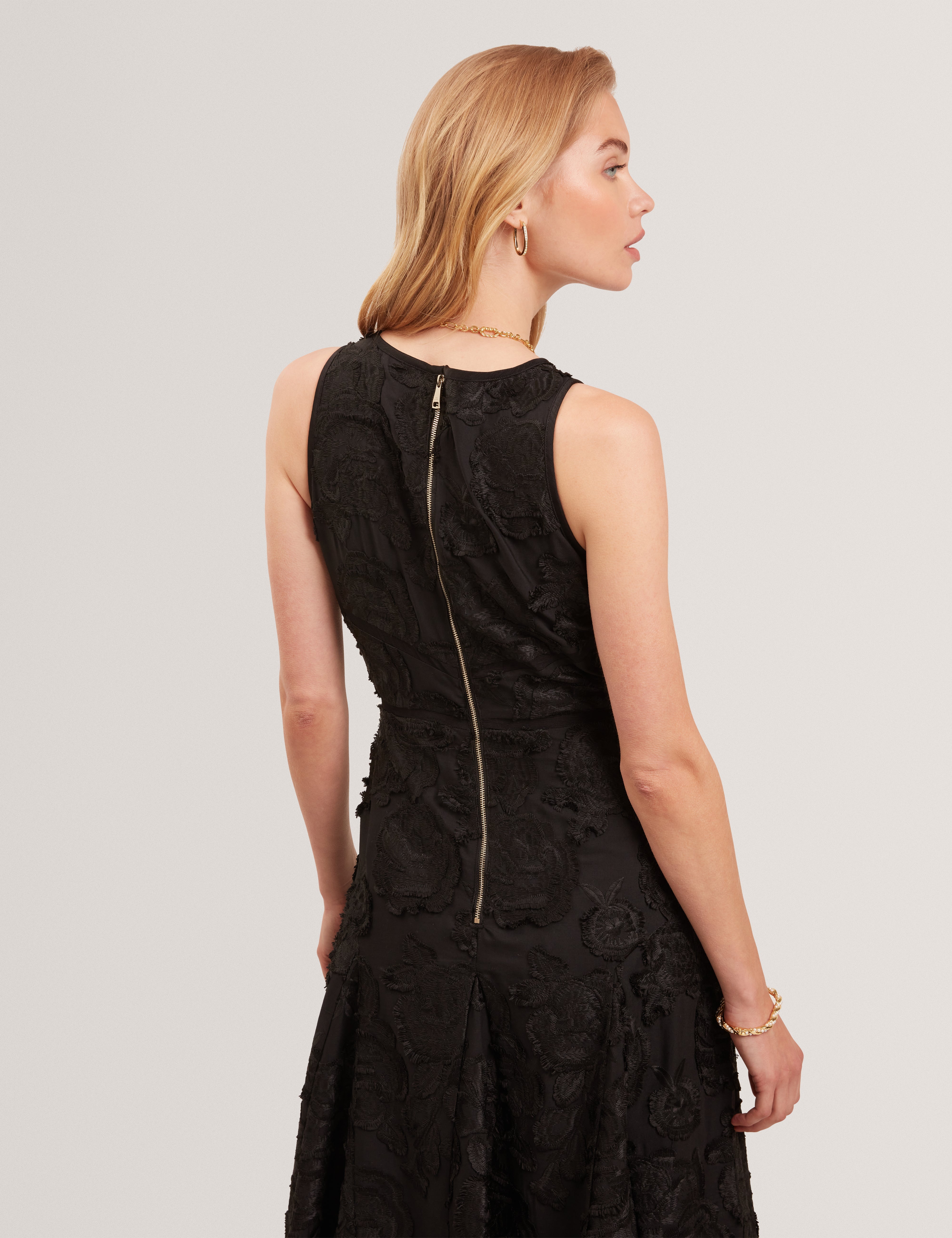 Ted Baker Enkoaa Textured Rose Embroidery Sleeveless Midi Dress Women's