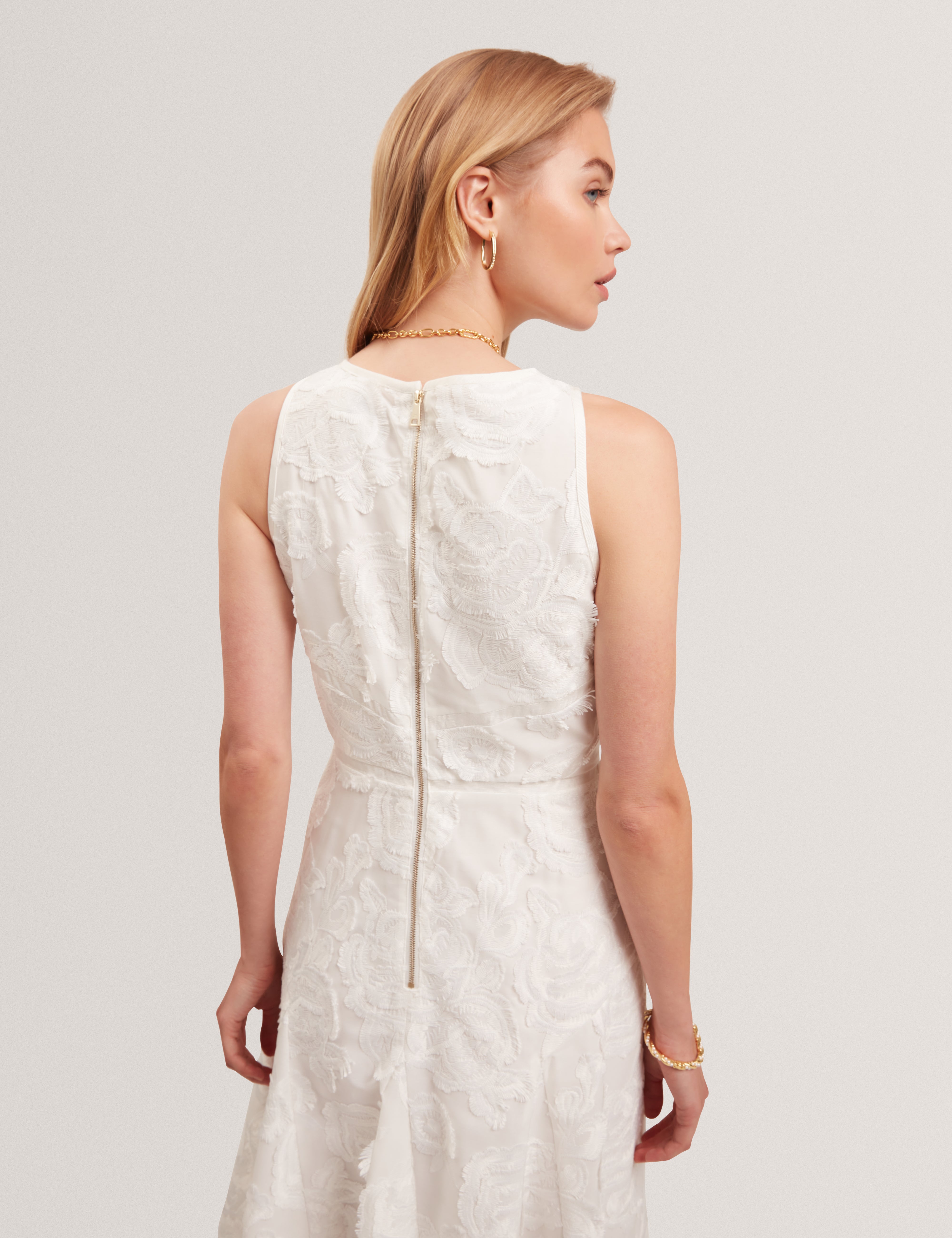 Ted Baker Enkoaa Textured Rose Embroidery Sleeveless Midi Dress Women's