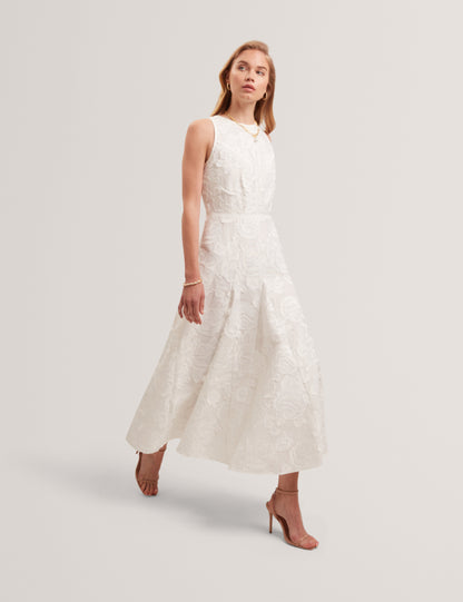 Ted Baker Enkoaa Textured Rose Embroidery Sleeveless Midi Dress Women's