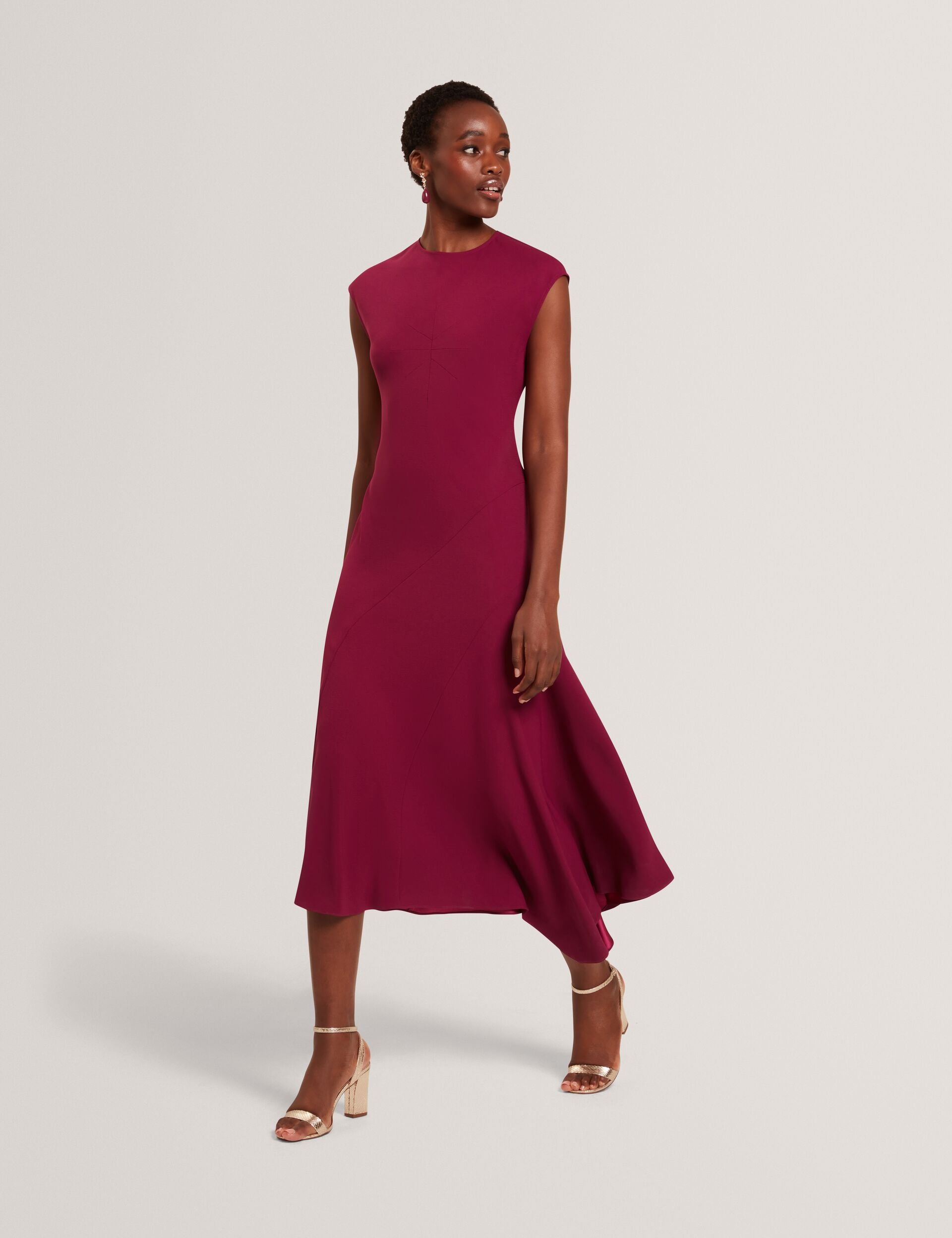Ted Baker Isparta Sleeveless Asymmetric Bias Cut Midi Dress Women's