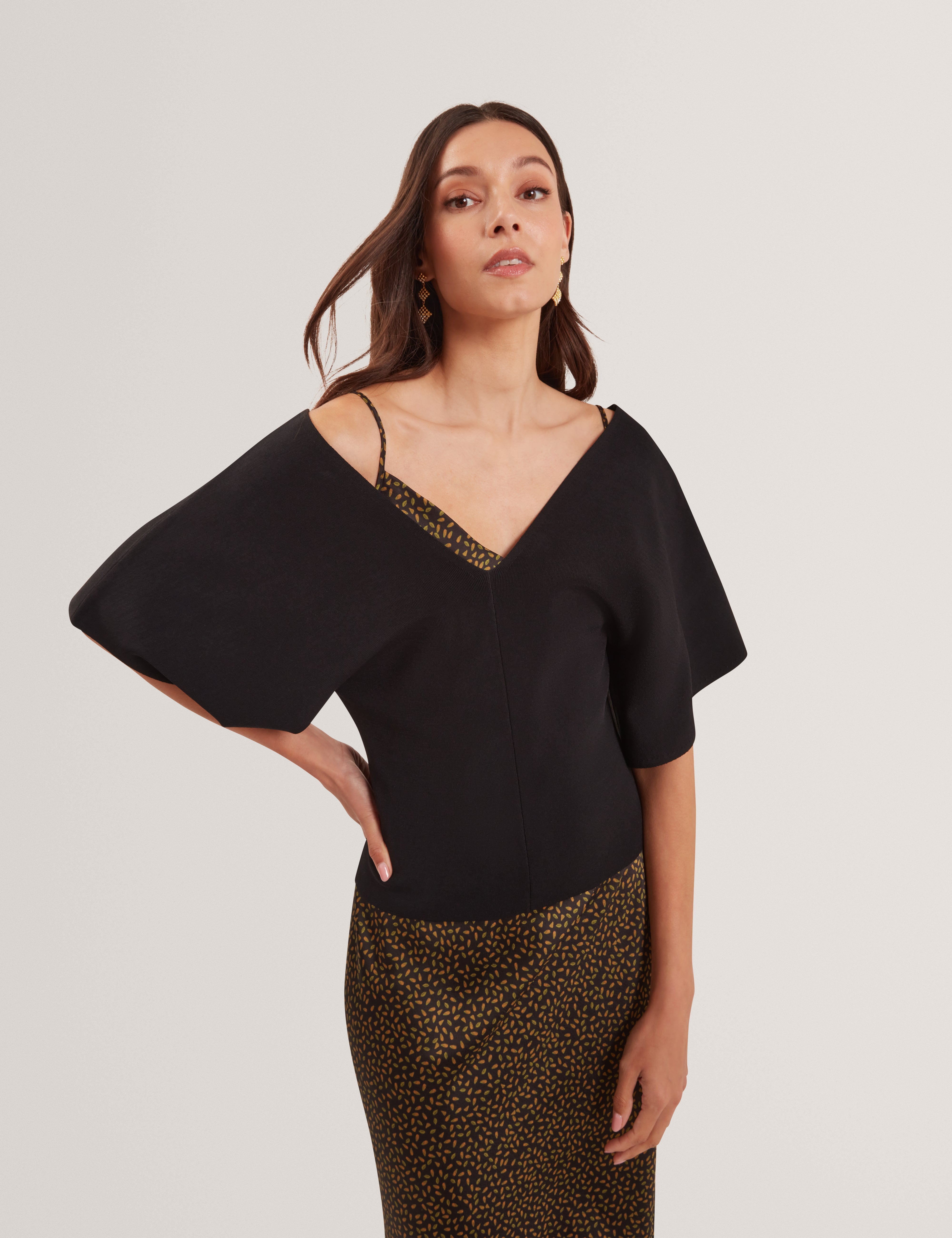 Ted Baker Reginah Wide Short Sleeve Vneck Knitted Top Women's