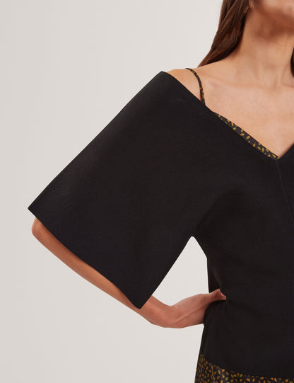 Ted Baker Reginah Wide Short Sleeve Vneck Knitted Top Women's