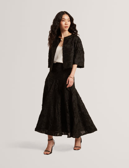 Ted Baker Eccrina Textured Rose Embroidery Aline Midi Skirt Women's