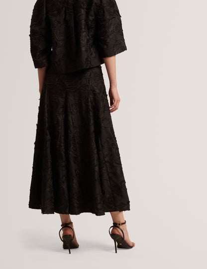 Ted Baker Eccrina Textured Rose Embroidery Aline Midi Skirt Women's