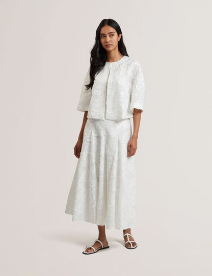 Ted Baker Eccrina Textured Rose Embroidery Aline Midi Skirt Women's