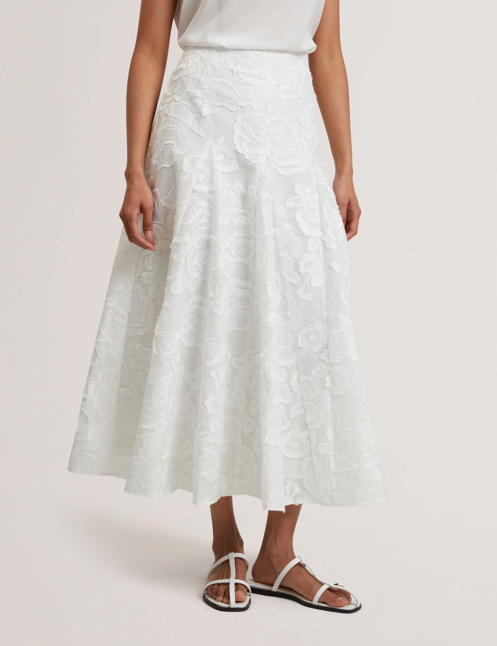 Ted Baker Eccrina Textured Rose Embroidery Aline Midi Skirt Women's