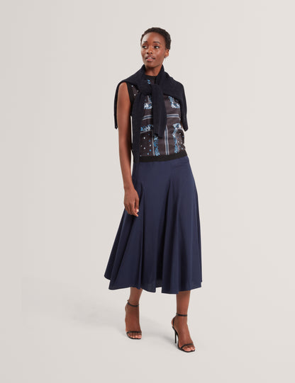 Ted Baker Zanzah Poplin Cotton Pleated Aline Midi Skirt Women's