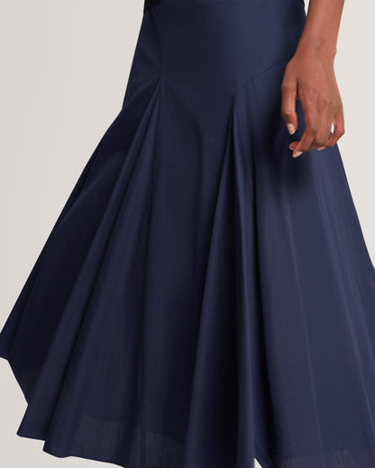 Ted Baker Zanzah Poplin Cotton Pleated Aline Midi Skirt Women's