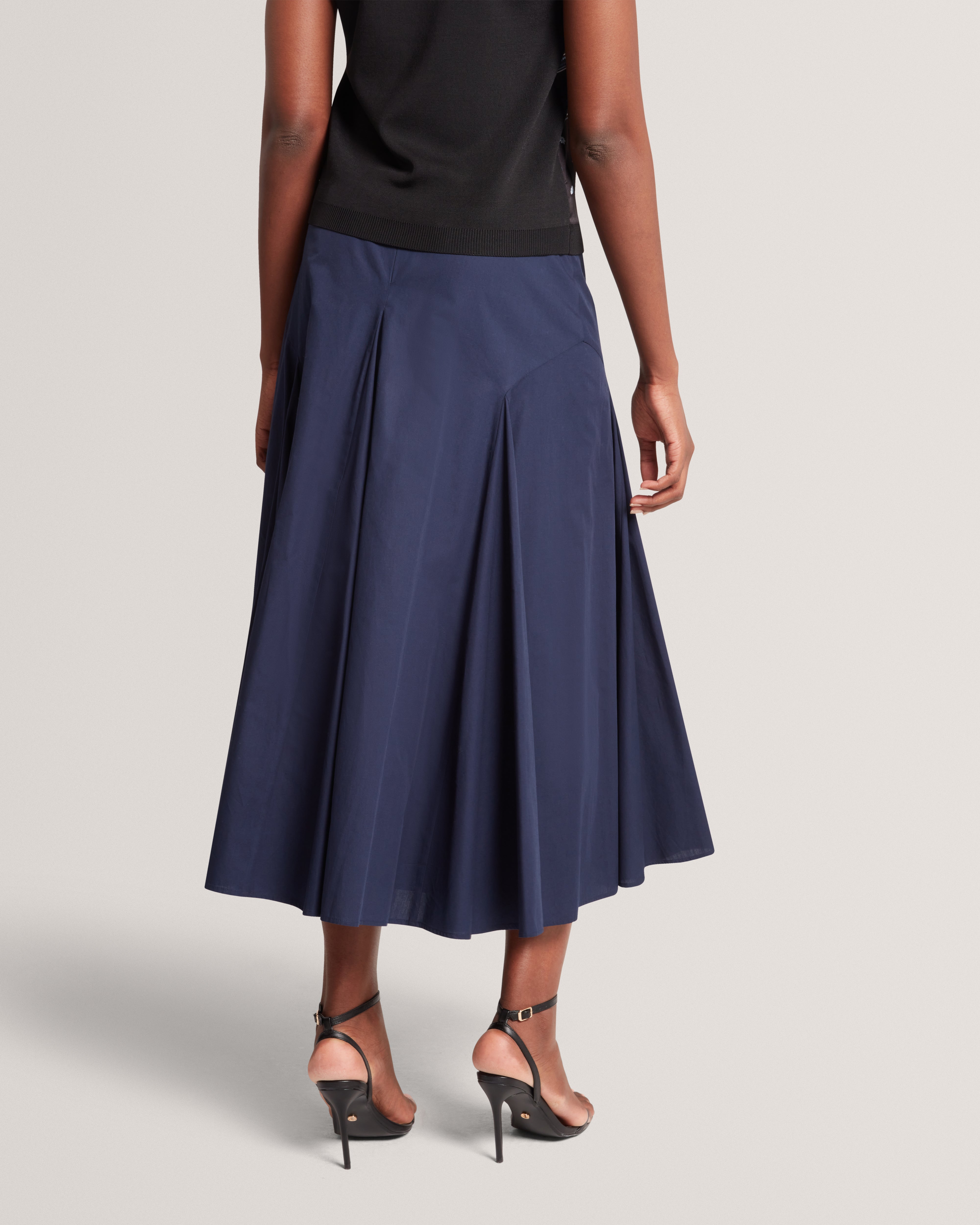 Ted Baker Zanzah Poplin Cotton Pleated Aline Midi Skirt Women's