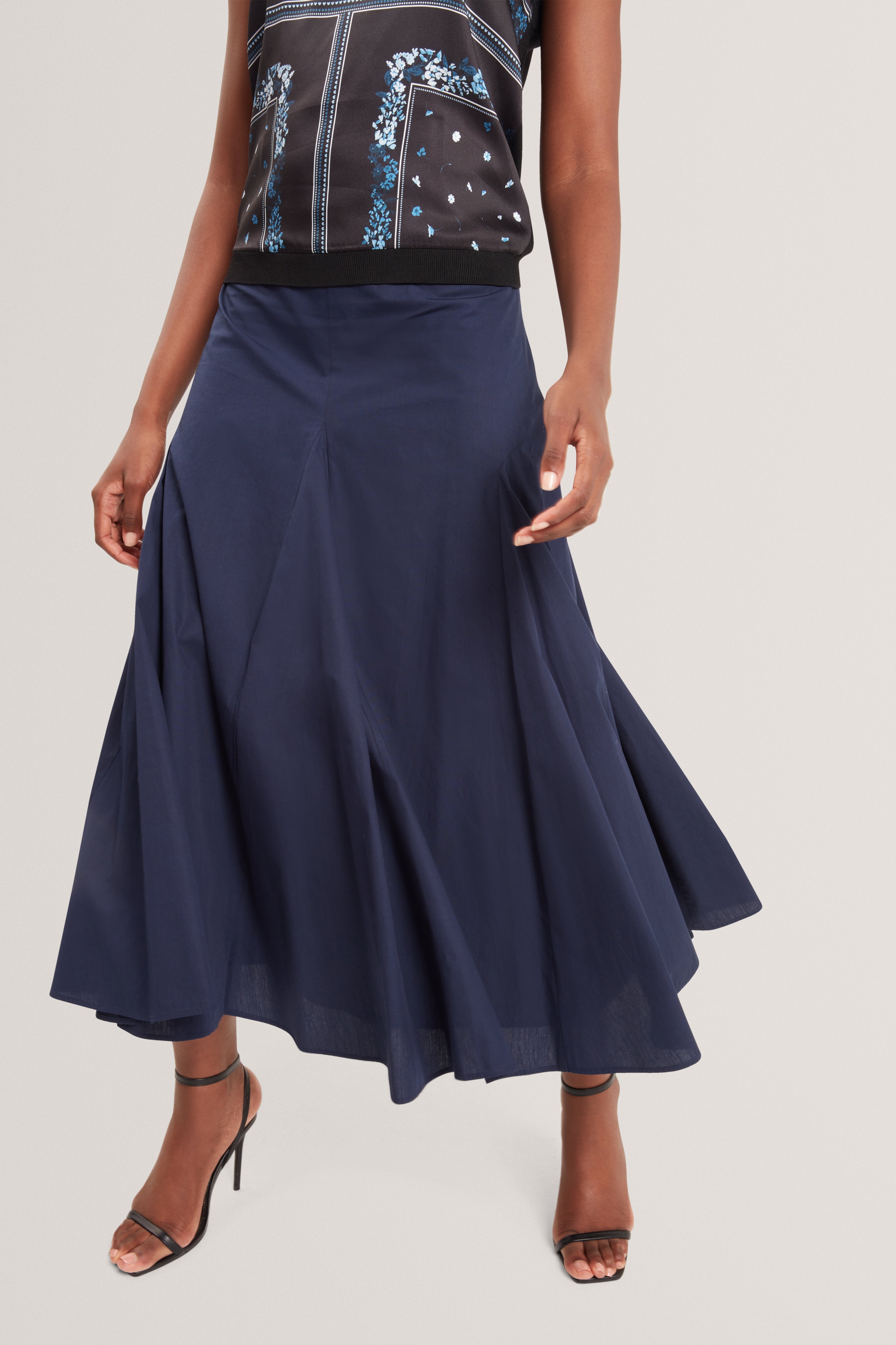 Ted Baker Zanzah Poplin Cotton Pleated Aline Midi Skirt Women's