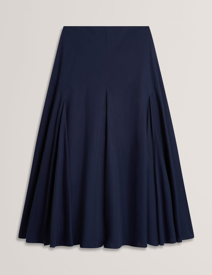 Ted Baker Zanzah Poplin Cotton Pleated Aline Midi Skirt Women's