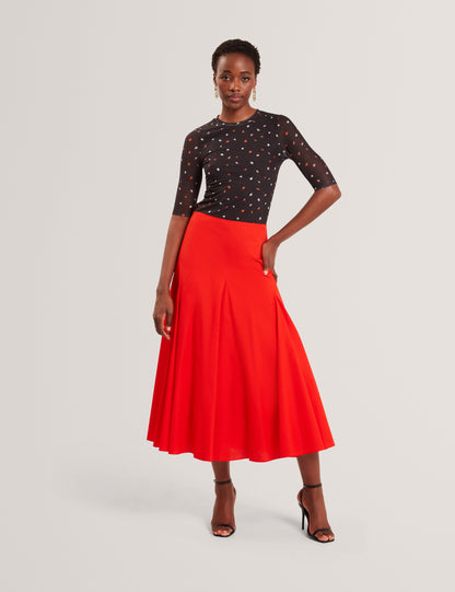 Ted Baker Zanzah Poplin Cotton Pleated Aline Midi Skirt Women's