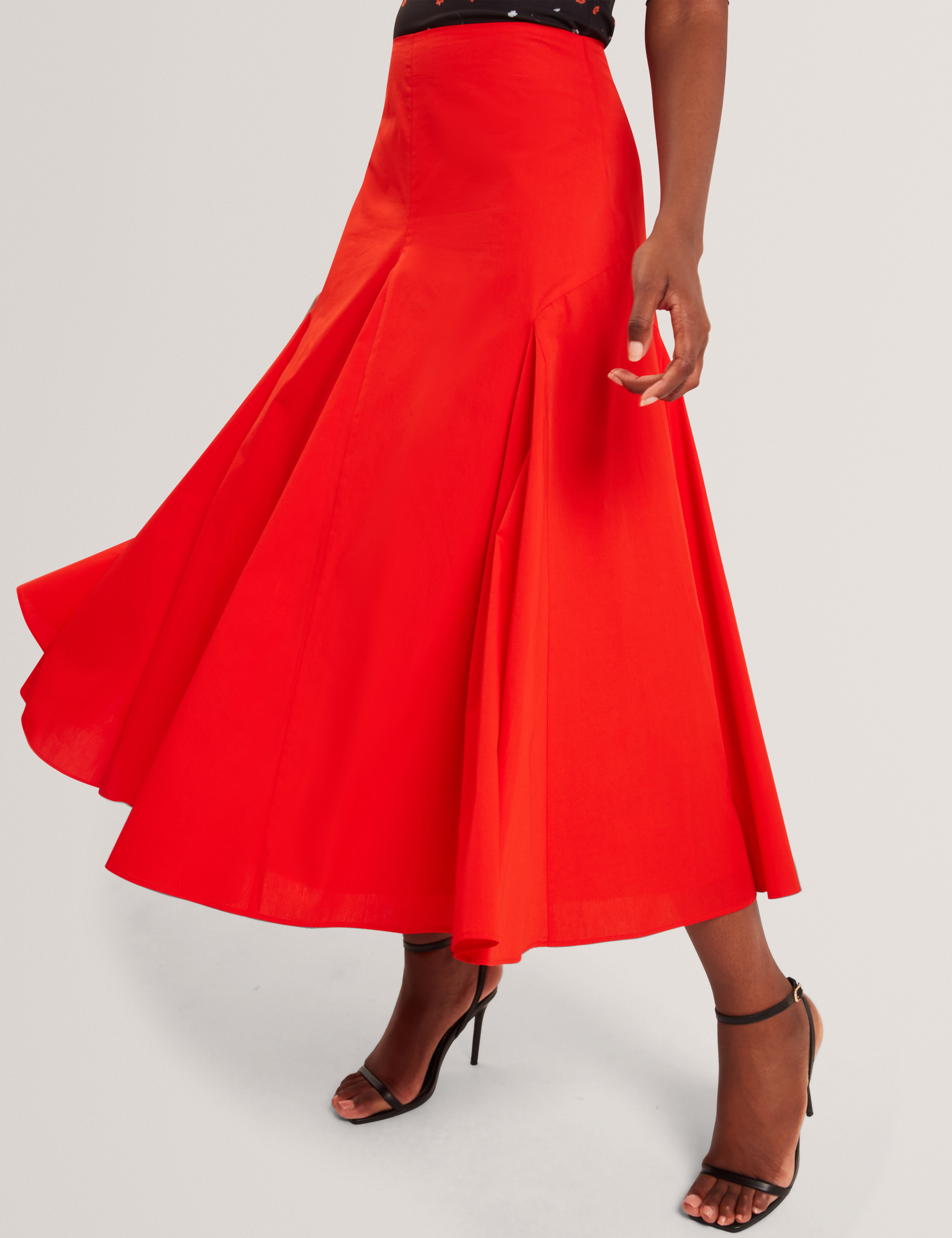 Ted Baker Zanzah Poplin Cotton Pleated Aline Midi Skirt Women's