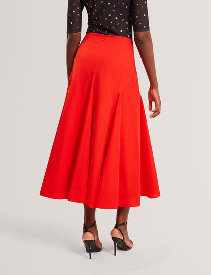Ted Baker Zanzah Poplin Cotton Pleated Aline Midi Skirt Women's