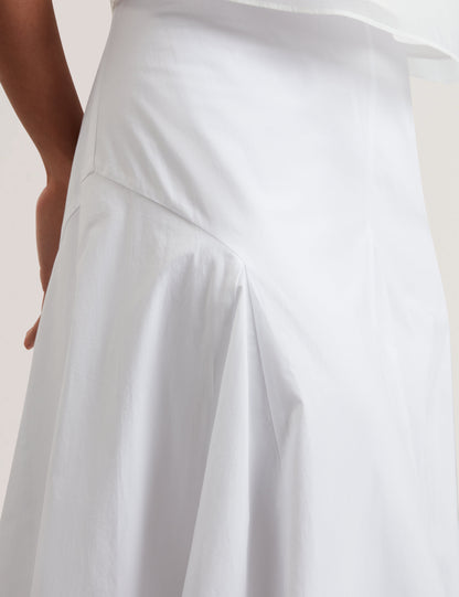 Ted Baker Zanzah Poplin Cotton Pleated Aline Midi Skirt Women's