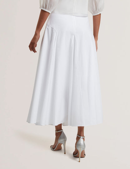 Ted Baker Zanzah Poplin Cotton Pleated Aline Midi Skirt Women's