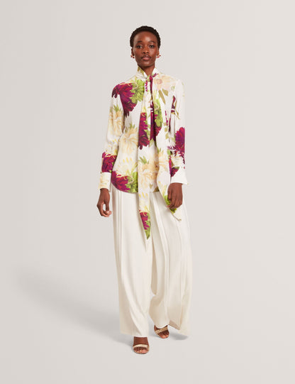 Ted Baker Duuva Box Pleat Crepe Wide Leg Trousers Women's