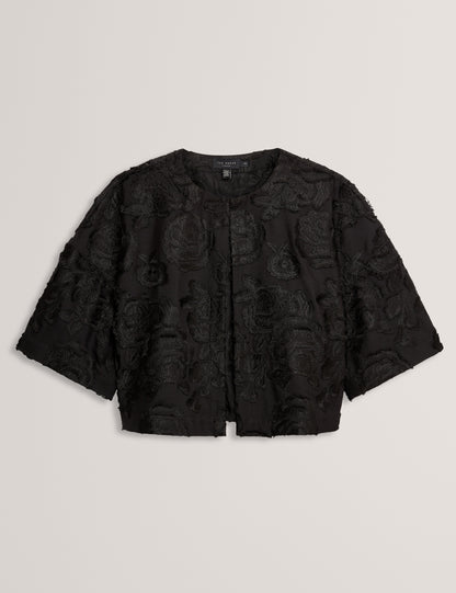 Ted Baker Faela Textured Rose Embroidery Boxy Cropped Jacket Women's