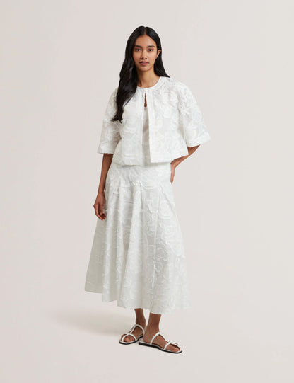 Ted Baker Faela Textured Rose Embroidery Boxy Cropped Jacket Women's