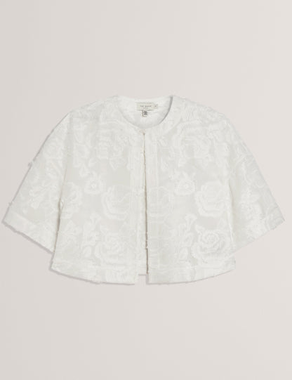 Ted Baker Faela Textured Rose Embroidery Boxy Cropped Jacket Women's