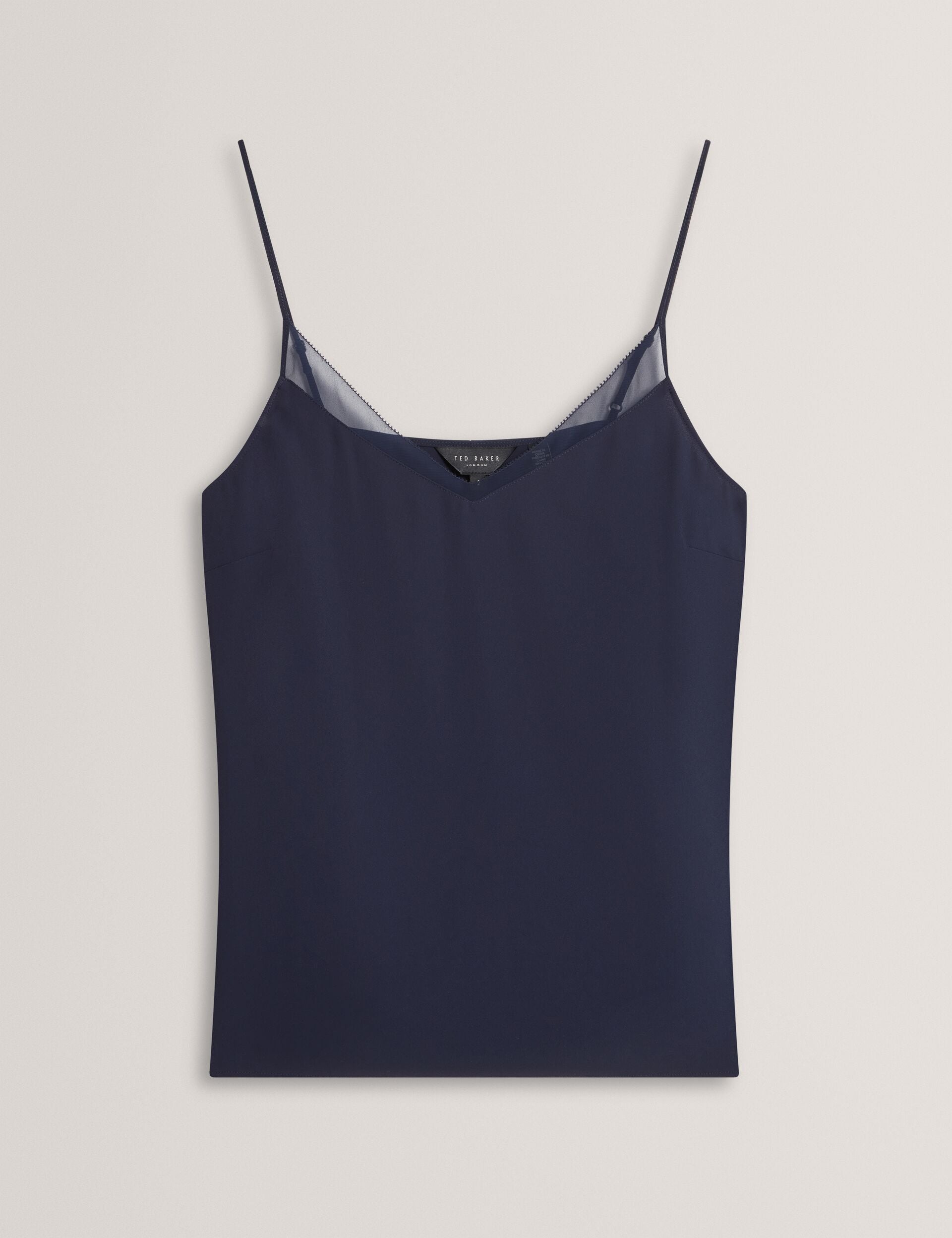 Ted Baker Lulea Chiffon Detail Vneck Strappy Cami Top In Navy Women's