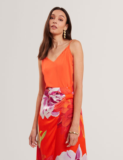 Ted Baker Lulea Chiffon Detail Vneck Strappy Cami Top In Orange Women's