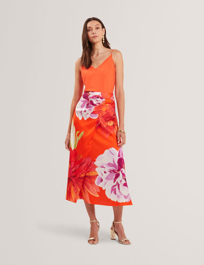 Ted Baker Lulea Chiffon Detail Vneck Strappy Cami Top In Orange Women's
