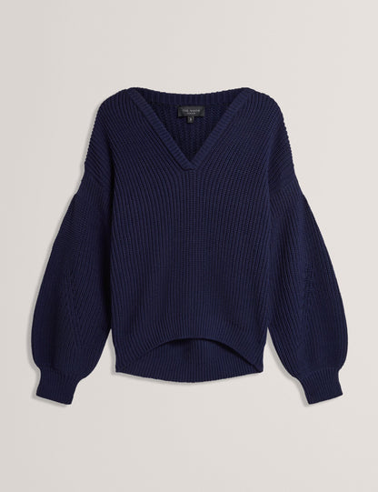 Ted Baker Velmee Oversized V Neck Fisherman Knit Jumper Women's