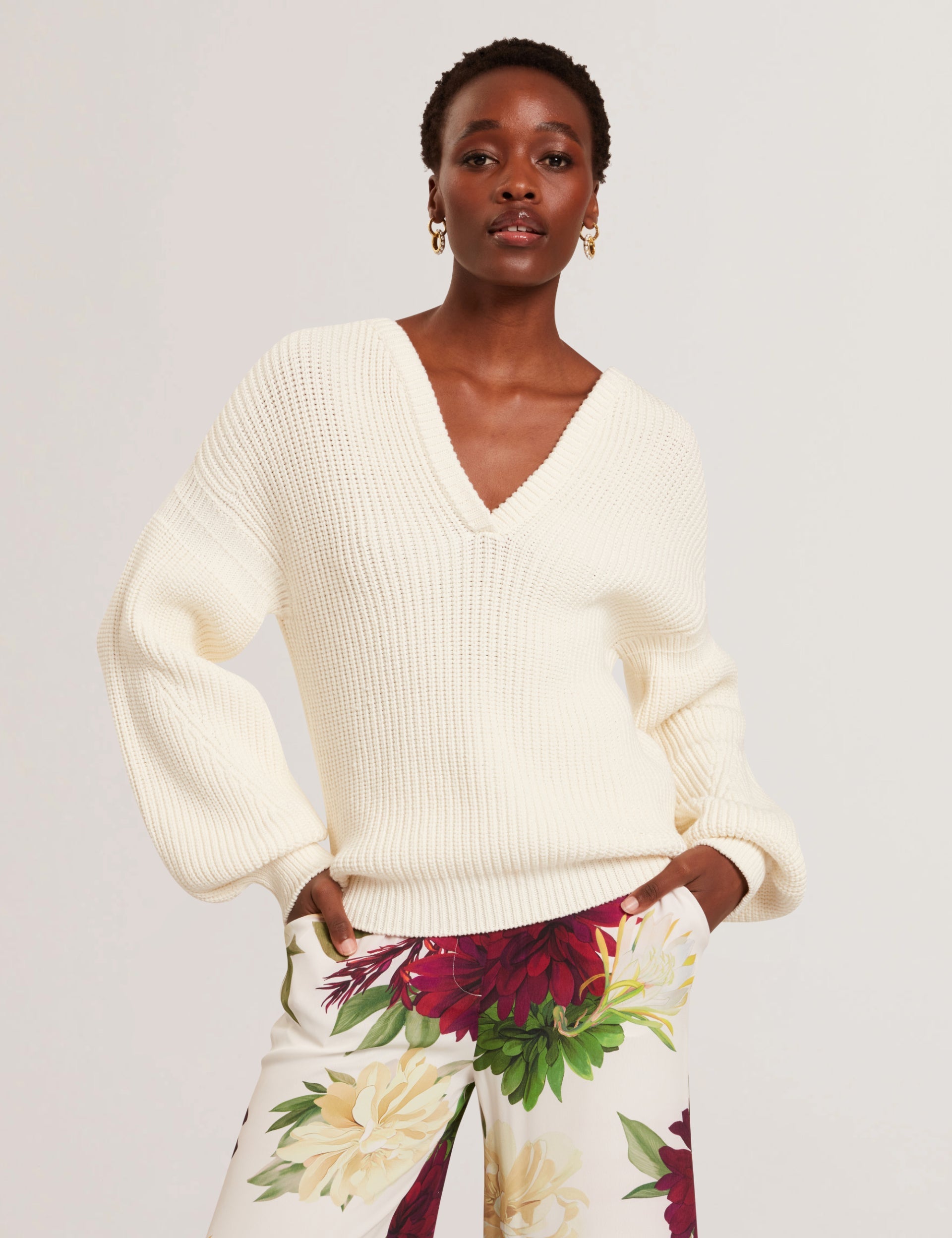 Ted Baker Velmee Oversized V Neck Fisherman Knit Jumper Women's