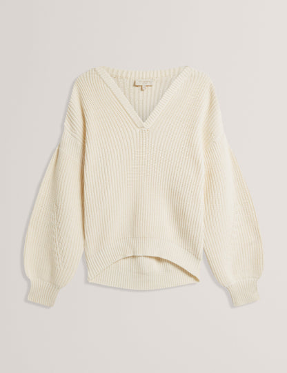 Ted Baker Velmee Oversized V Neck Fisherman Knit Jumper Women's