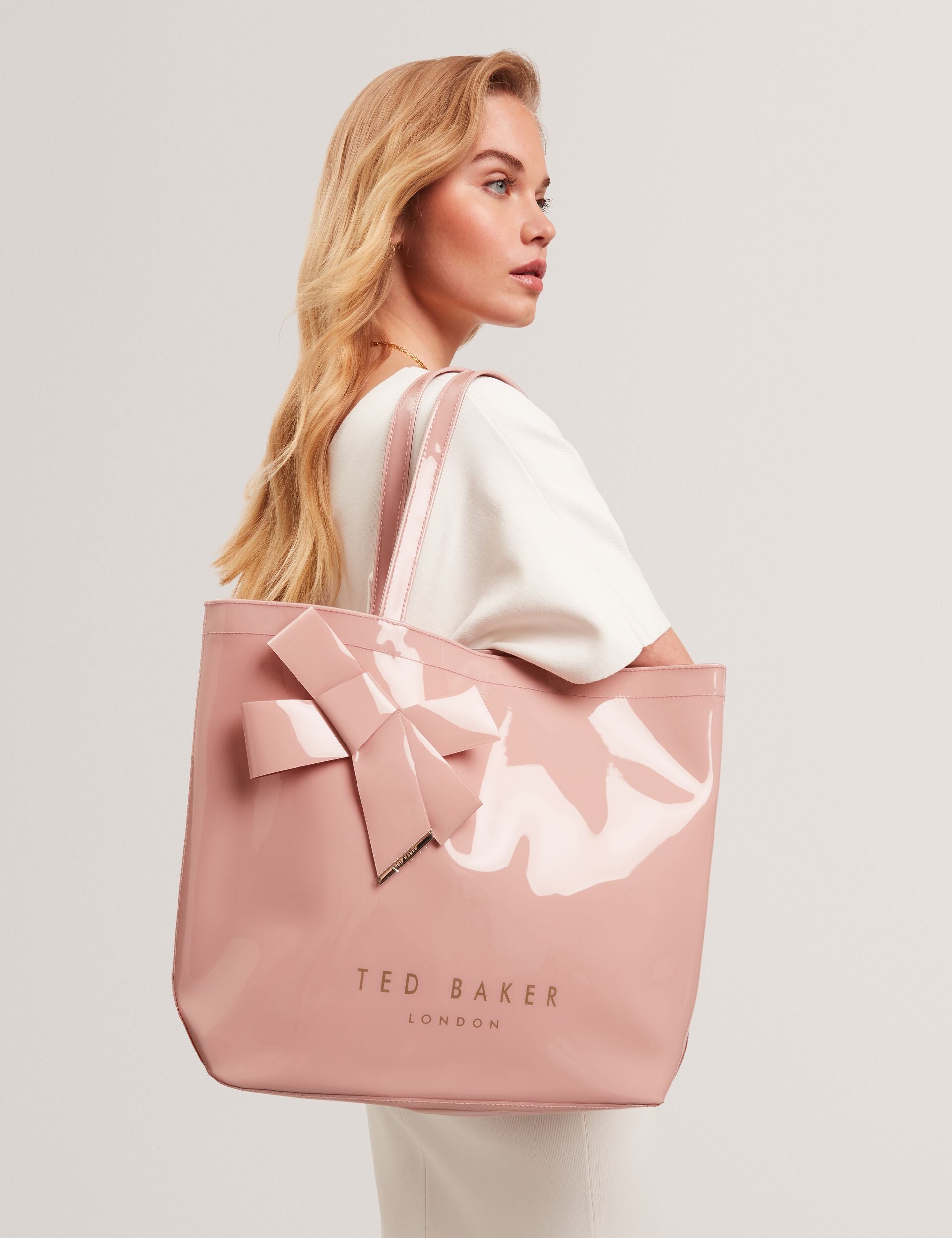 Ted Baker Nicon Pink Knot Bow Vinyl Icon Tote Bag Women's