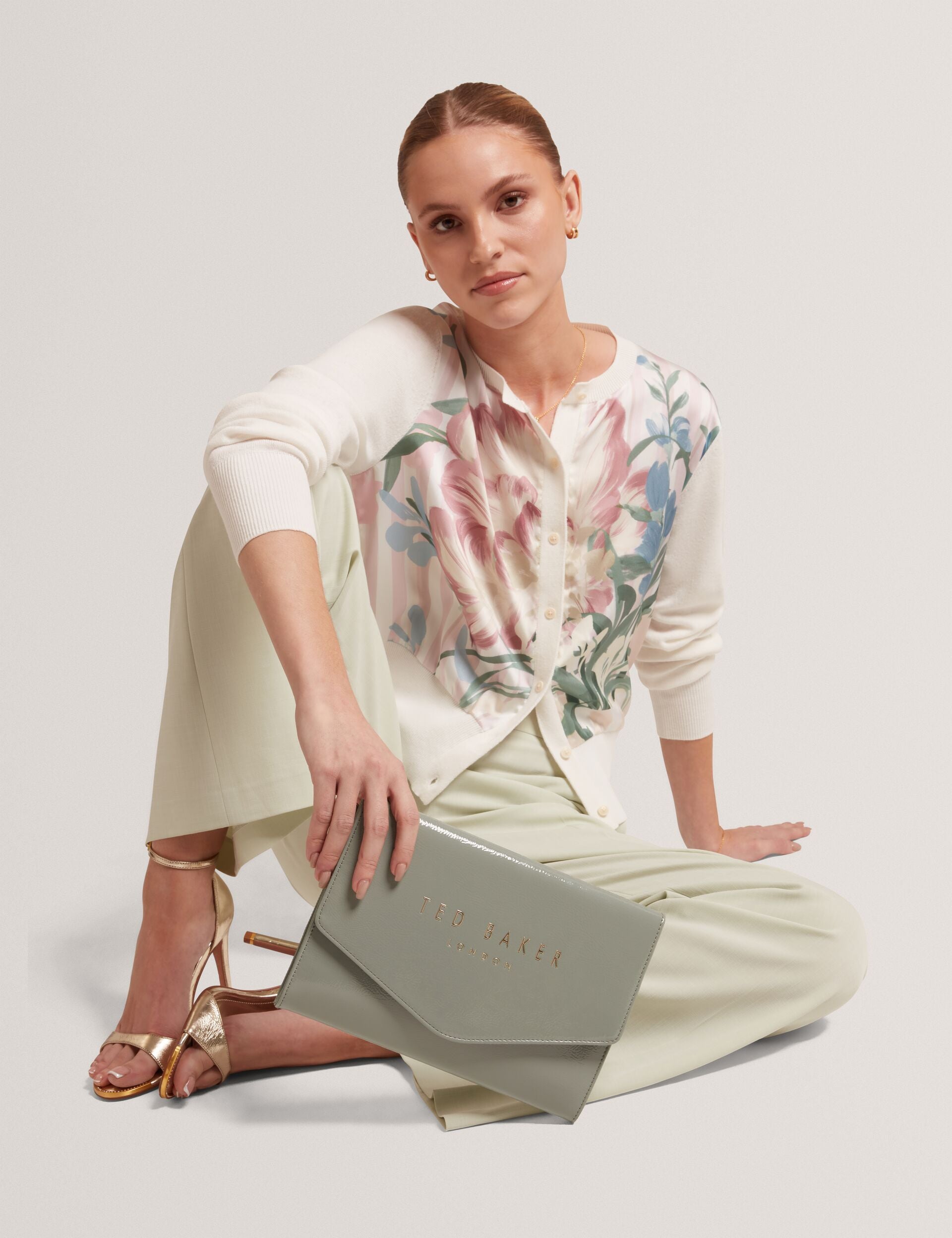 Ted Baker Crinkie Patent Faux Leather Envelope Clutch Bag Women's